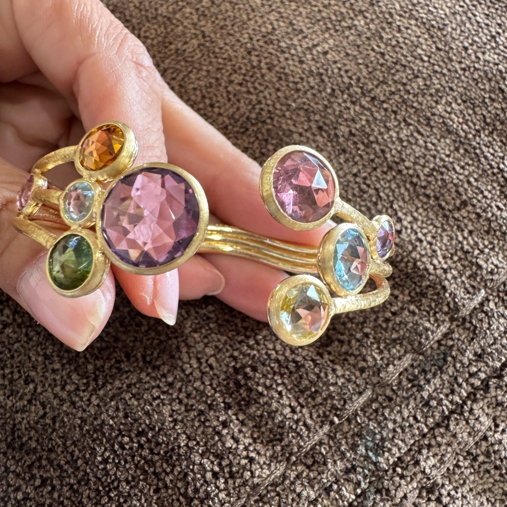 Gorgeous Marco Bicego 18k YG Multi-Gemstone Cuff Bracelet – Jaipur Collection - Picture 6 of 17